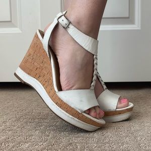 Franco Sarto White Wedge Sandals